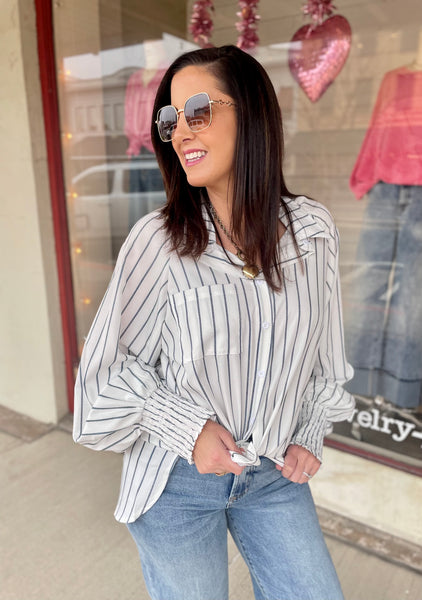 The Grace Striped Relaxed Button Up Shirt