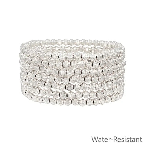 SILVER TEXTURED SET OF 6 BRACELETS