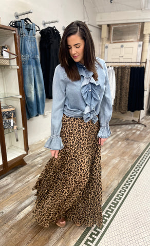 The Shana Leopard Midi Skirt