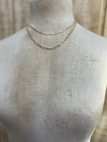 Paper Clip Chain Double Strand Necklace