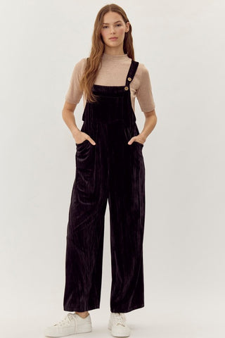 THE GABBY VELVET OVERALLS