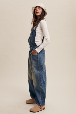 The Kate Denim Barrel Overalls