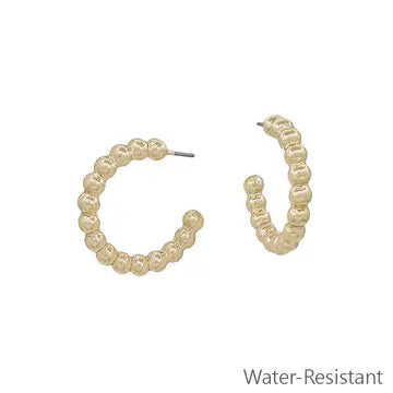 Gold Beaded Hoop Earring