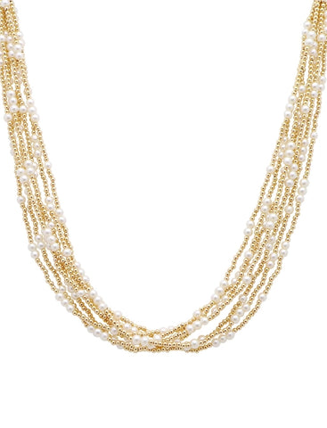 Multi Layered Pearl and Beaded 16"-18" Necklace