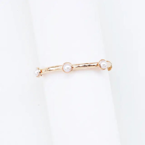 Gold & Pearl Stretch Bangle