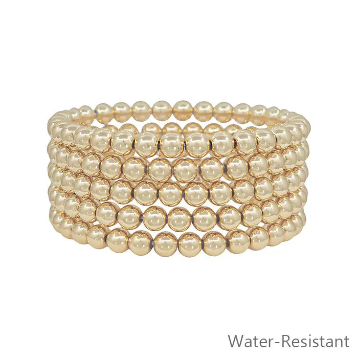 SET OF 5 GOLD BEAD STRETCH BRACELETS