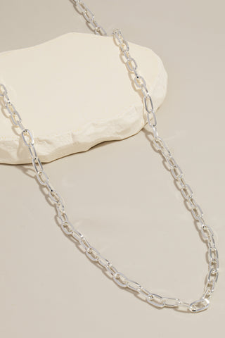 Long Metal Chain Link Toggle Necklace