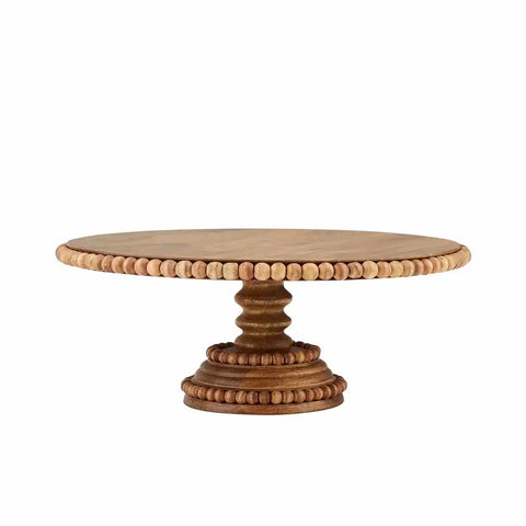 MUD PIE BEADED WOOD PEDESTAL TRAY